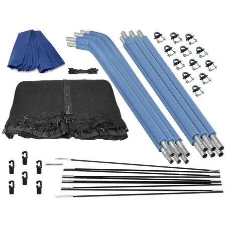 Machrus Upper Bounce Trampoline Safety Enclosure Set including Trampoline Net, 6 Curved Trampoline Poles (with 6 pole caps), Trampoline Pole Foam Sleeves - Fits 14ft Round Trampoline Frame